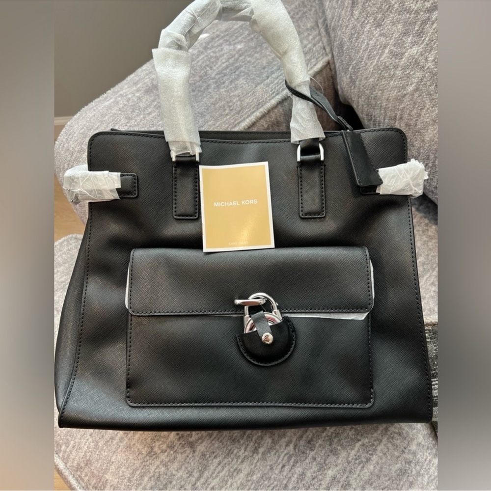 *NWT* Michael Kors Black Emma Leather Tote/Shoulder Bag